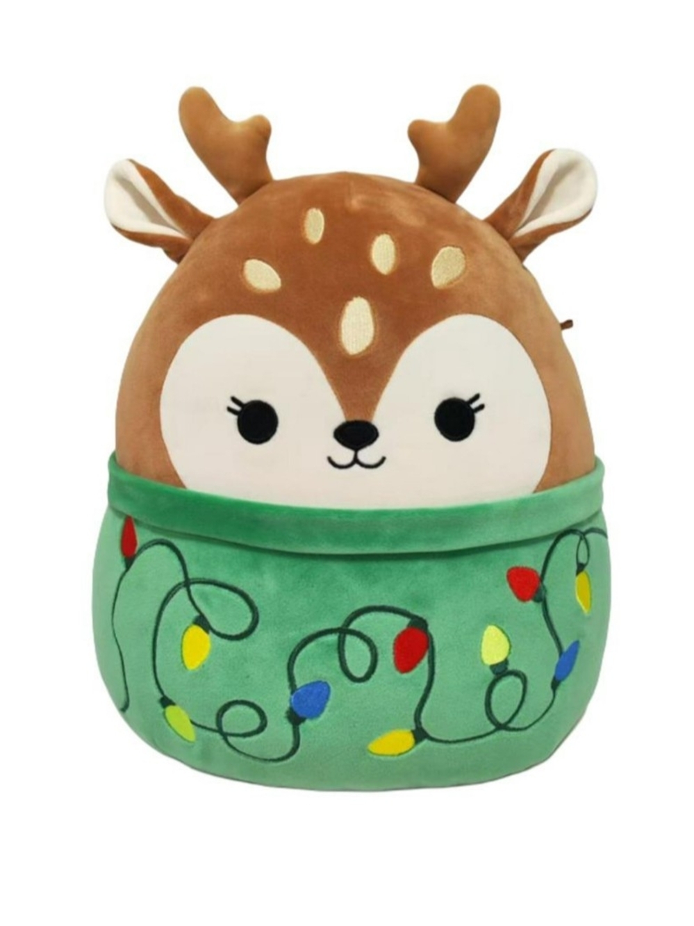 Squishmallows 12" Holiday Plush - Dawn the Brown Fawn with Stringlights Sweater